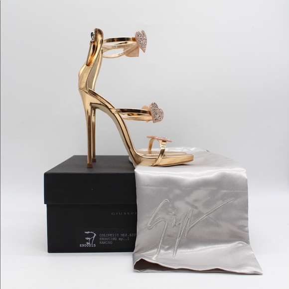 Authentic Giuseppe Zanotti Metallic Heart Sandals - Picture 6 of 7